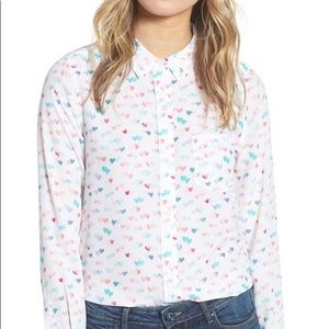 Rails Kate silk watercolor hearts shirt NWT small valentines 900615198 button up